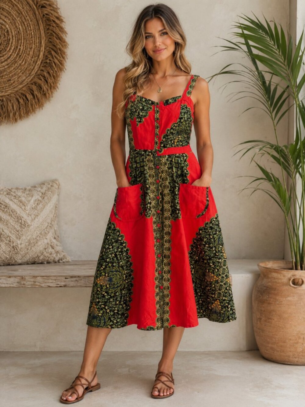 Vintage Cottage Core Vibrant Colourful Summer dress S